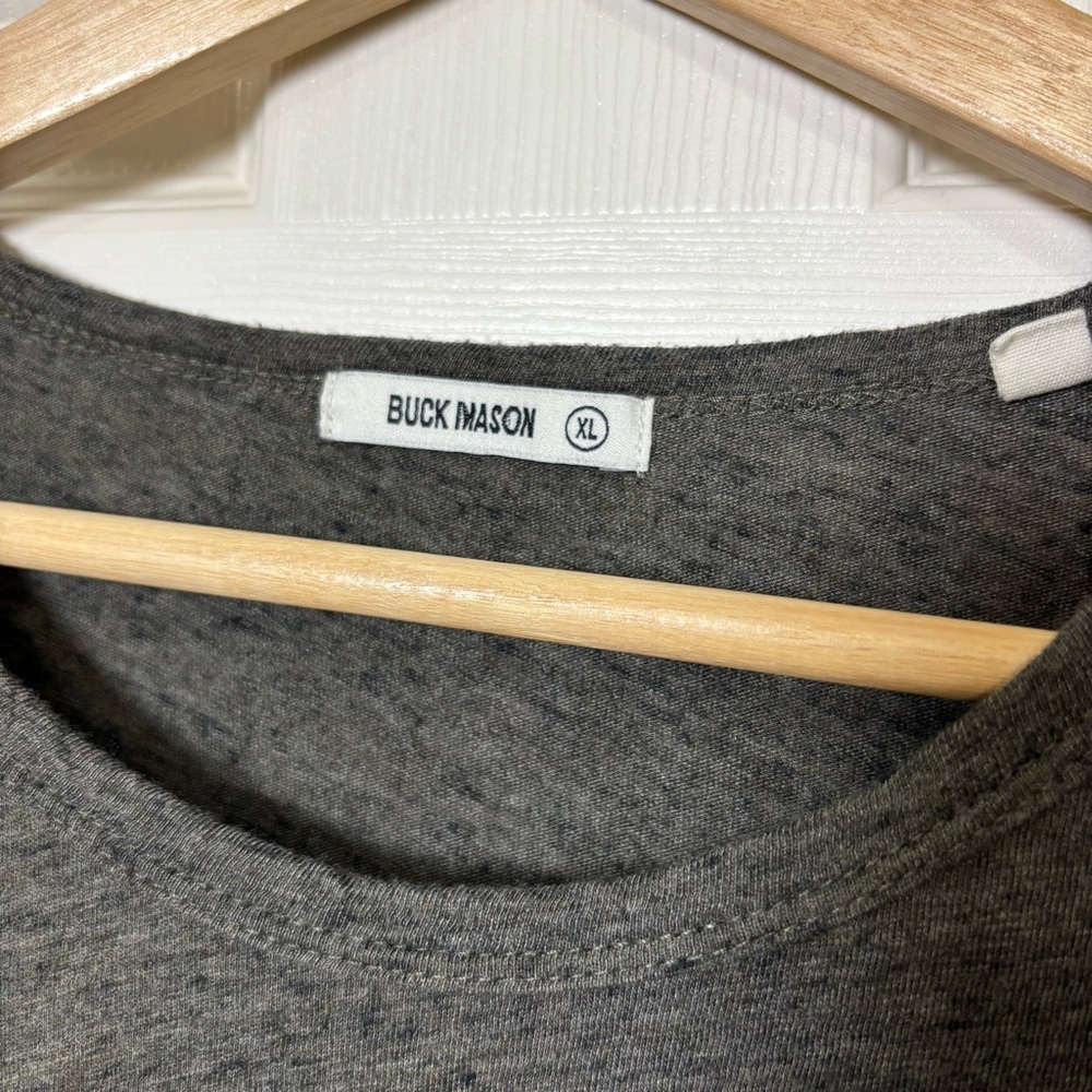 Buck Mason Shirt Mens XL Gray Charcoal Knit Pullover Crew Neck Long Sleeve Lux - Picture 3 of 7